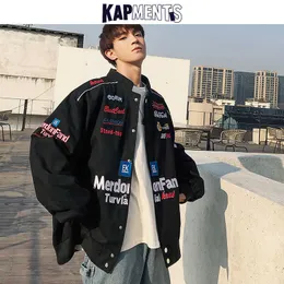 Kapments Homens Streetwear Streetwear Casacos de Beisebol Mens Harajuku Hip Hop Japão Estilo Windbreaker Masculino Coreano Casual Casaco 211013