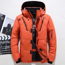 Kurtka zimowa Mężczyźni Casual White Duck Down Ciepłe Kapturem Płaszcze Męskie Outwear Windbreak Parkas Parkas 4XL Abrigo Hombre Casaco 211204