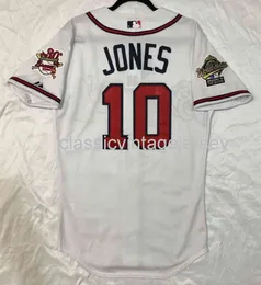 Mężczyźni Kobiety Kids Chipper Jones On Field Jersey Hafdery Nowe koszulki baseballowe XS-6xl