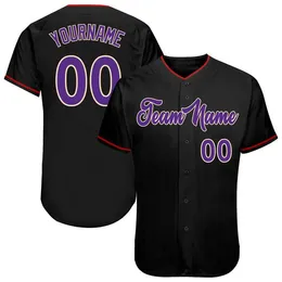 Niestandardowy czarny purpurowy kremowy koszulki baseballowe