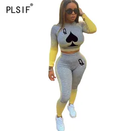 Gray O Neck Short Sleeve Crop Top And Leggings 2 Pieces Set High Street Chic Lady Fashion Tracksuits Y0625