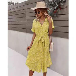 Klänningar för kvinnor Casual Short Sleeve Beach Kvinnors sommarlov Sundress Floral Long Dress Tunics Robe Femmle 210623