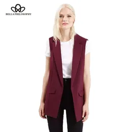 Bella Philosophy New Gilet da donna senza bottoni Giacca nera Giacca da donna senza maniche Blazer bianco Capispalla casual 201027