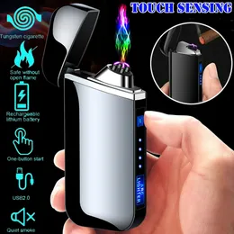 2021 Ny Cigarette Tändare Dual Arc Electric USB Lighter Rechargeable Plasma Vindskyddad Flamlös Ligger Utomhus Vindskyddad Tändare