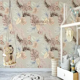 Tapety Ręcznie malowane Nordic Tropical Leaves Custom Mural Home Decor Po Wallpaper Sypialnia Samoprzylepna Papier ścienny 3D