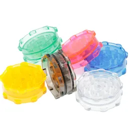 Plast Herb Grinder 65mm Rökning Grinders för rökdetektorer Rör akrylkvarnar Twisty Glass Blunt Rökning Tillbehör