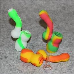 Unique Design Silicone oil Rig Silicon Water Smoking Pipe Reusable Cigarette Hand Pipes With Glass Bowl