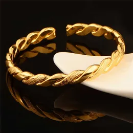 Newest Simple Bangle for Women Men Jewelry Gift Vintage Gold Twisting Endless Copper Cuff Bracelet Party Accessories Pulseira Q0719