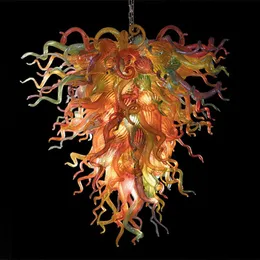 American Pride Lamp Hand Blow Glass Pendant Lamps LED Flush Mounted Fixture Colorful Home Decoration Chandeliers Lighting AC 110-240V Multi Colored 24 by 36 Inches