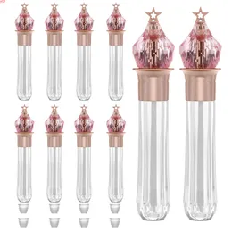 100st 3,5 ml / 0.12oz Rosa Magic Wand Shaped Lip Gloss Tubes Guldstjärna Plast Läppstift Tom Kosmetisk Förpackning ContainGergood Qty