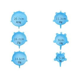 منظمة تخزين المطبخ الفقرة Alimentos 6 قطع ملحقات غطاء وعاء محكم القابلة لإعادة الاستخدام القابلة لإعادة الاستخدام حاوية الأفلام الواقية 5.13 Tapas de Sili