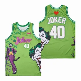 Film Film Arthur Fleck 40 Joker Basketbol Forması Hip Hop Takımı Spor Hayranları İçin Renk Yeşil Saf Pamuk HipHop Nakış Ve Dikiş Forması Nefes Alabilir Satışta