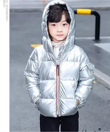 New Children Winter Jacket Płaszcz dla dzieci Silver Gold Boys Casual Hooded Coats Ubrania dziecięce Kid Pink Lighta Jacka 4636085