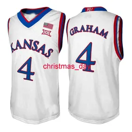 Stitched Custom Kansas Jay Devonte' Graham #4 Retro Basketball White Jersey Men Women Youth Jerseys XS-6XL