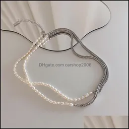 Necklaces & Pendants Jewelryvintage Romantic Sier Color Imitated Pearl Necklace Irregar Geometric Long Clavicle Chain For Women Fashion Jewe