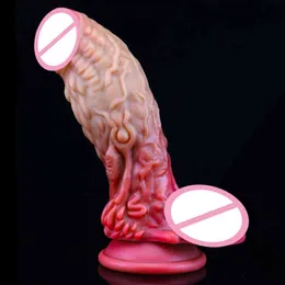 Nxy dildos consolador monstruo realista para masturbacin femenina juguete sexual de silicona lquida suave con escamas enormes dinosaurios pene 220111