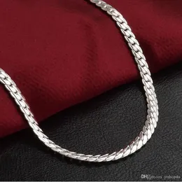 5mm 925 Silver Snake Benkedja Halsband Mode Kedjor Män Kvinnor Smycken Halsband DIY Tillbehör 20 22 24 26 28 30inch