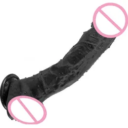 NXY Dildos 9.25 Inch Black Stick Silica Gel Massager Big Suction Cup Waterproof Sex Toys for Women Masturbation Silicone Anal 1120