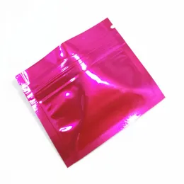 7.5x6cm rosa 100pieces aluminiumfolie återanvändbar påse mylarfolie med dragkedja glansig torr matlagringsförpackning pack väska för mellanmål kryddor godis