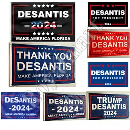 ترامب 2024 راية الرايات الرئاسية في الولايات المتحدة DESANTIS 3 * 5FT البوليستر العلم