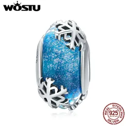 WOSTU Authentic 925 Sterling Silver Cold Winter Snowflake Season Beads fit Original Bracelet Pendant DIY Making Jewelry CQC862 Q0531