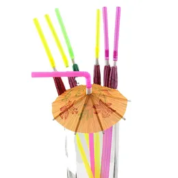 Manual paper Umbrella Cocktail Drinking Straws Wedding Event Holiday Party Supplies Bar Decorations Disposable Straws DH8575