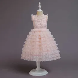 Koreańskie dziewczyny ciasto sukienka dla dzieci księżniczka warstwowa butikowa ins moda koronka vestido odzież 210529