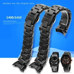 Pearl Ceramic Watch Chain Black Strap 22mm Glossy Bracelet Replacement Strap for Ar1400 1410 H0915