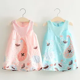Summer 2 3 4 5 6 7 8 Years Old Children'S Birthday Gift Clothing Baby Kids Girls Graffiti Embroidery Sleeveless Tank Dress 210303