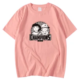 Camisetas masculinas com decote O S-Xxxl manga curta oversized camiseta Captain Tsubasa Japão estampa de anime tops S-Xxxl camiseta vintage masculina Y0809