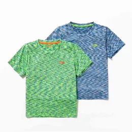 Kortärmad mosaik Snabbtorkande stretchig T-shirt för småbarn / barn 210528