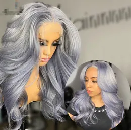 Ishow Brasilian 13 * 1 Del 13x4 Transparent Lace Front Wig Body Wave Yellow Green Human Hair Wigs Brown Ginger Blond Blå Lila Ombre Färg för Kvinnor 8-28 tum Peruansk