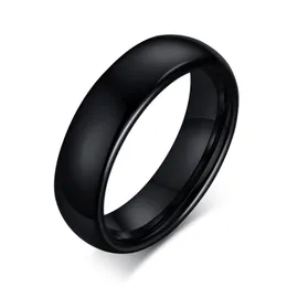 Fedi nuziali Promessa di lusso per uomo Lucido tungsteno nero rotondo Gioielli donna Regalo per sempre Amore Antigraffio Lettering Nome 6mm