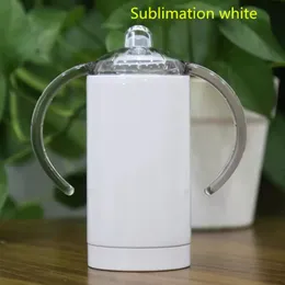 12 Unzen Sublimation Sippy Tassen Tassen mit Griffdeckel Edelstahl gerade Wasserbecher Gläser doppelt isolierte Tassen 0115