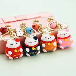 Łańcuch 3D Cute Pierścionek Dla Kobiet Kotek Lucky Cat Key Holder Creative Portachiavi Chaveiro Llaveros Bag Charm