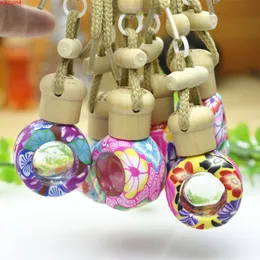 6ml Car Perfume Pendent Bottle Empty Porcelain Flower Pottery Aroma Essential Oil Hang Strap Bottles Automatic Volatilebest qualtity