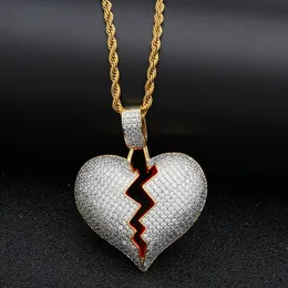 Solid Broken Heart Pendant Necklace For Mens Womens Fashion Personality Hip Hop Necklaces Couple Jewelry