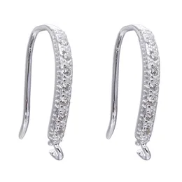 Fine 925 Sterling Silver Hook Ear Hooks for Earrings Jewelry Making with Zircon 5 Pairs
