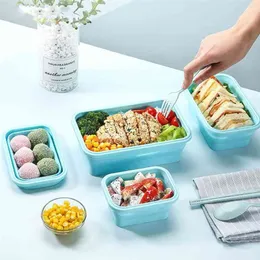 Food Storage Containers With Lids Silicone Collapsible BPA Free Lunch Fruit Salad Box Set reezer Microwavable 210925