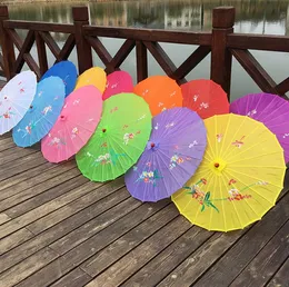 Adults Chinese Handmade Fabric Umbrella Fashion Travel Candy Color Oriental Parasol Umbrella Wedding Party Decoration Tools SN1972