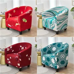 Elastic Christmas Tub Sofa Cover Stretch Spandex Club Chair Slipcovers for Living Room Coffee Bar Single Seater Couch Cover 211102
