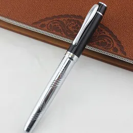 Jel Kalemler Yüksek Kaliteli Siyah Gümüş Rollerball Kalem 0.5mm Mürekkep Yeniden Doldurma Öğrenci Okulu Malzemeleri için Metal Beyan