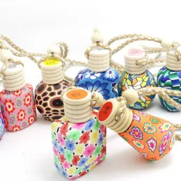 Beautiful Car Hang Decoration Ceramic Essence Oil Perfume Bottle Hang Rope Empty Refillable Bottle Free Shipping