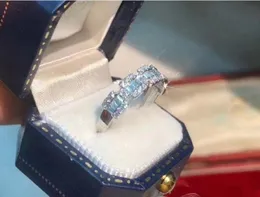 チョーコンブランドの結婚指輪インストップ販売高級ジュエリー925スターリングシルバーフィルプリンセスカットホワイトトパーズCZダイヤモンド宝石永遠の女性ブライダルリングギフト