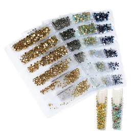 Färgglada Flat Back AB Rhinestones Round Beads Gem för 3D Nail Art Diy Craft