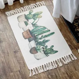 Japońska łazienka dywanów Długa Dywan Kaktus Wejście Wycieracz Tassel Decor Bawełna I Pościel Sofa Sypialnia Kuchnia Rug 210928