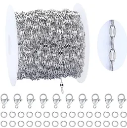 10 meter silver rostfritt stål fynd rulla länkkedjor 2,5 mm halsband kedja med hoppa ringar hummer clasps choker kabel för DIY