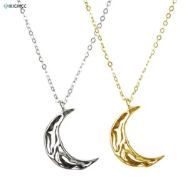Kikichicc 925 Sterling Silver Irregular Moon Big Pendant Luxury Necklace 2020 Fashion Women Rock Puck Jewelry Gift Q0531
