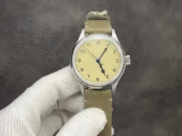 JA Watch Size 38,5 мм Высокопроизводительный Коробка Craft Sapphire Стекло Зеркало Ретро Оборудовано Водонепроницаемая Функция Военно-зеленый Нейлон