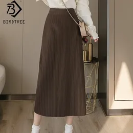 أنيقة عالية مستقيم محبوك المرأة الربيع الكورية عارضة مرونة الخصر منتصف تنورة طويلة B9D842M 210309